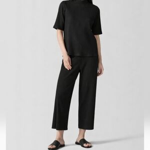 Eileen Fisher Stretch Ribbed Tencel Straight Cropped Pants NWT Size XS